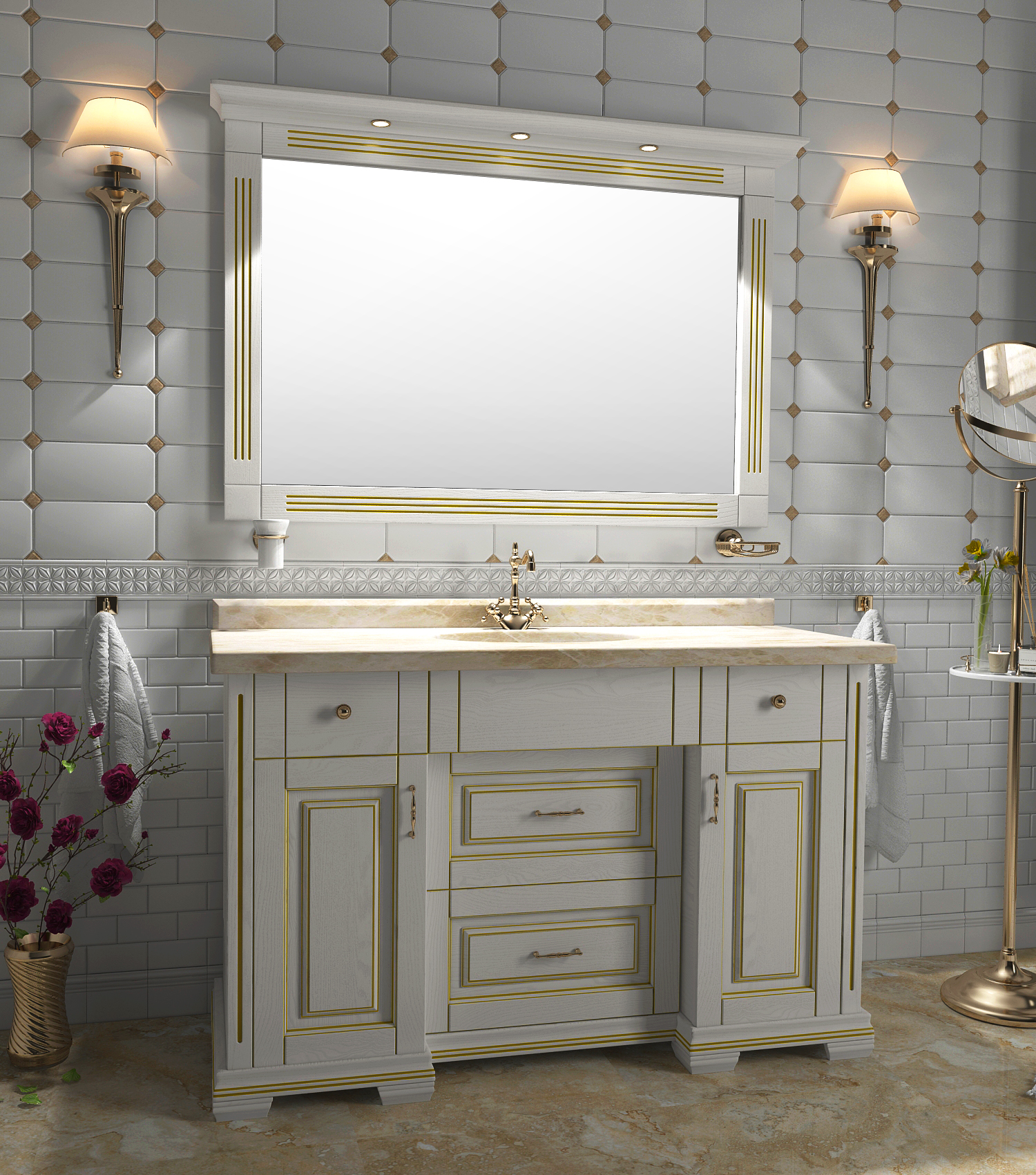 2Mramor 130 Beliy Тумба для ванної кімнати 1989hj2🏠